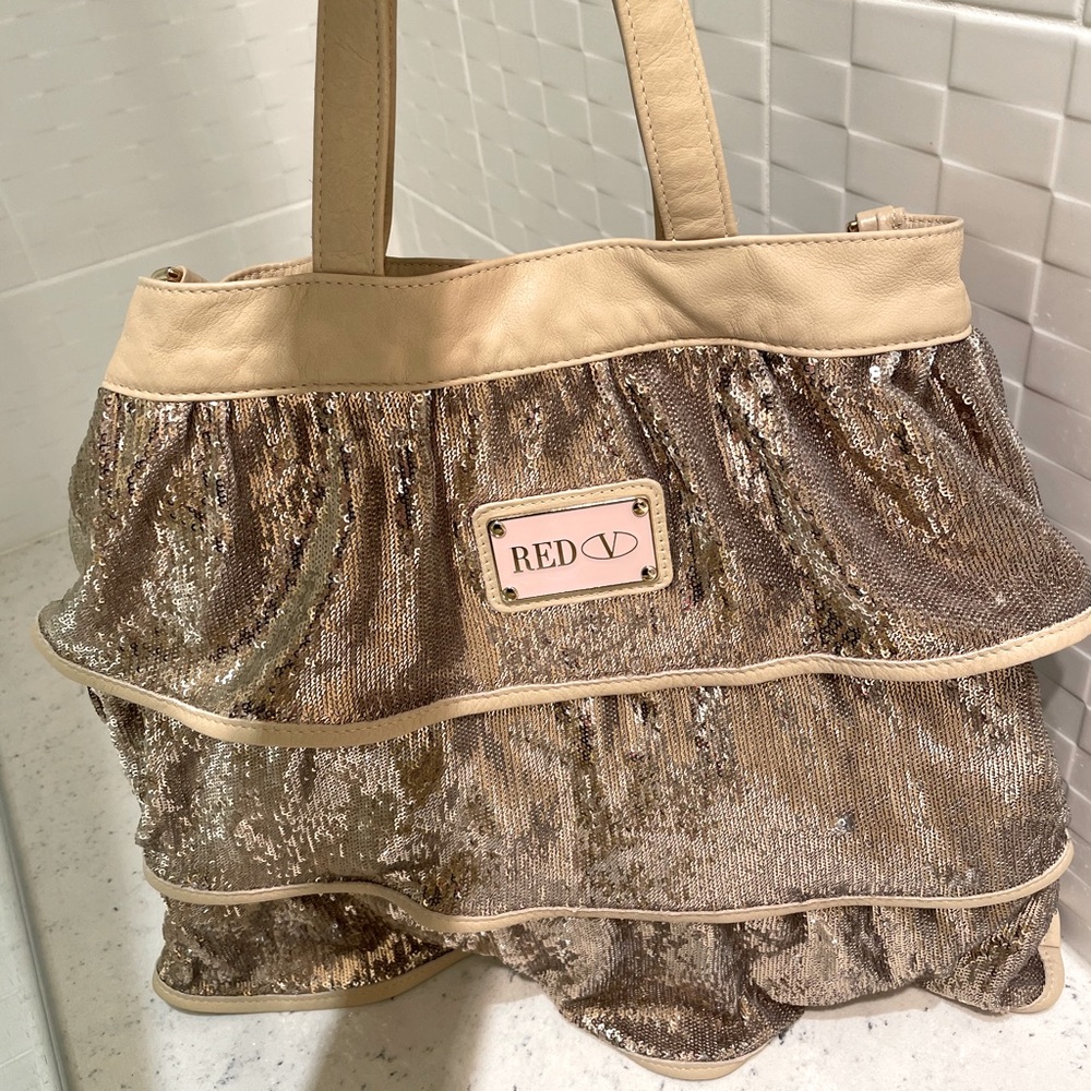 Red Valentino Gold Ruffles Tote